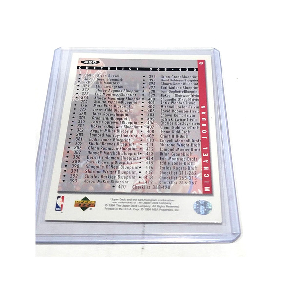 MICHAEL JORDAN - 1994-95 Collector's Choice - Silver Signature - Checklist 420 - Picture 2 of 2
